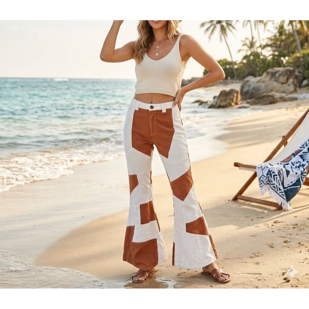 Free People We The Free No Boundaries Pieced Cord Jeans Pants Patchwork S 286143